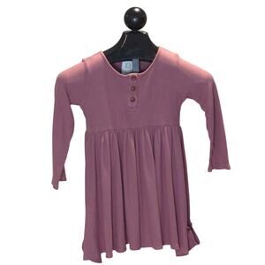 Swoon Baby Girls Dress Size 8 Mauve Pink Henley Waffle Knit Long Sleeve